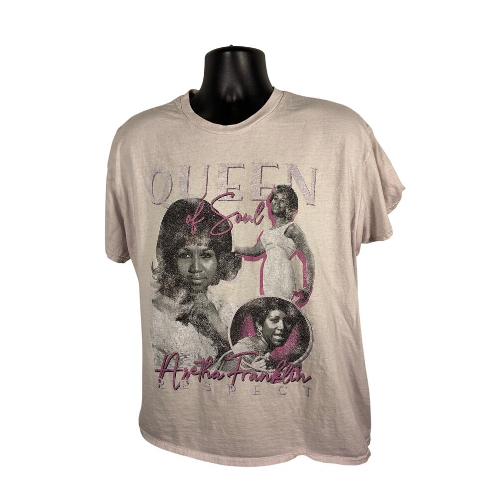 Aretha Franklin Queen of Soul Respect Graphic T Shirt 1X Pink